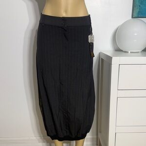 VINTAGE Cop.Copine Black Pinstripe Bubble Hem Midi Skirt RARE